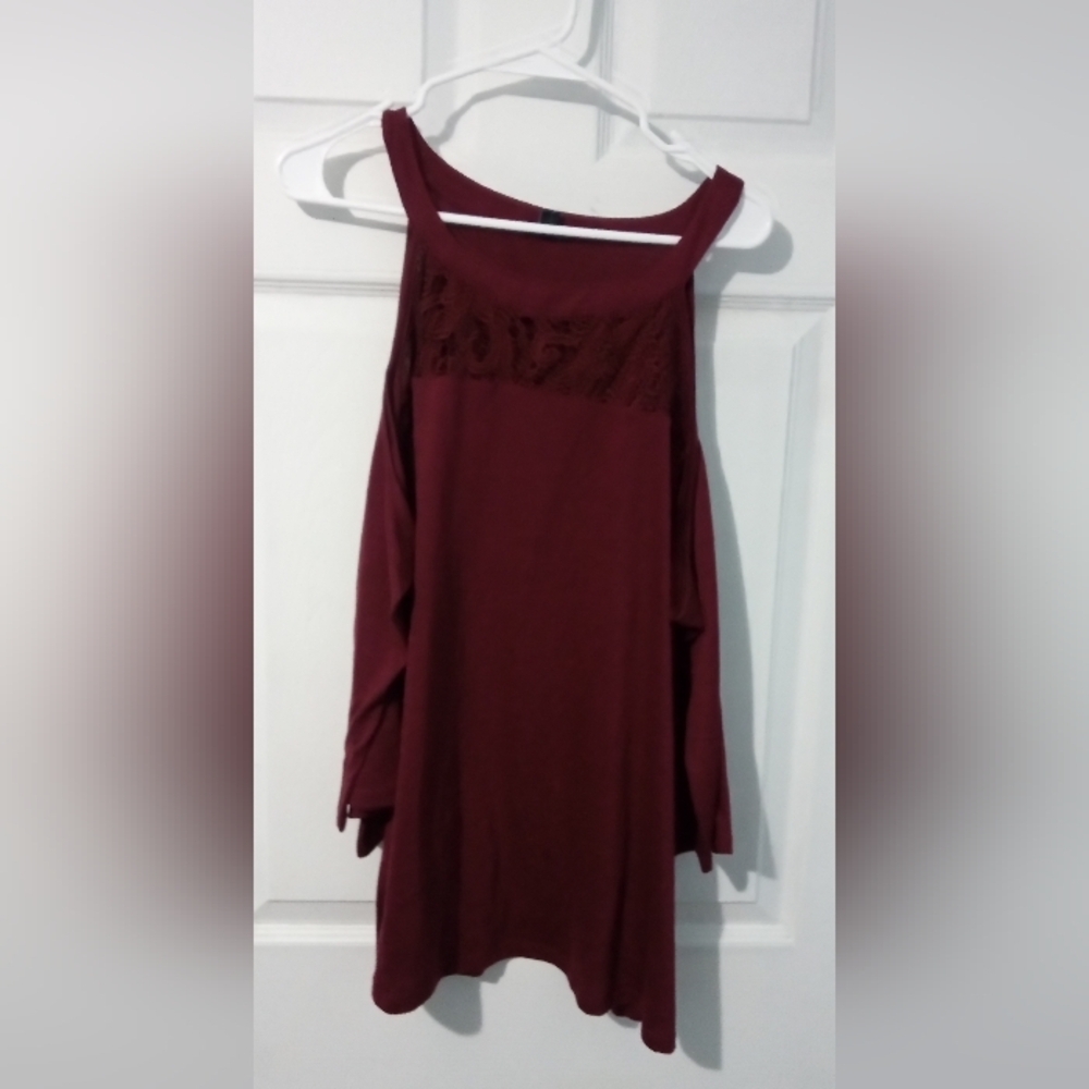 Torrid Red Asymmetrical Cold Shoulder Top